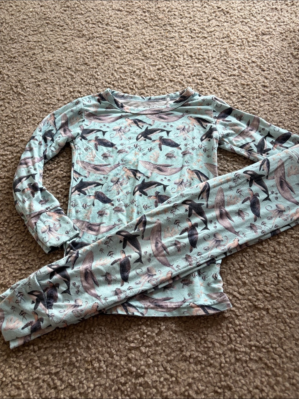 B70 Bundle of Joy Bamboo 2pc LS Bamboo PJs, Sea print PILLING